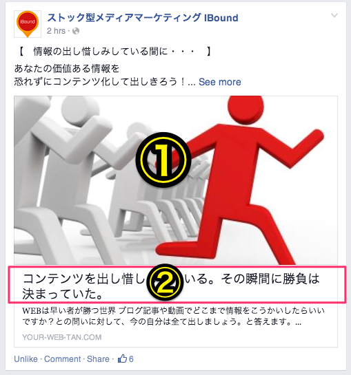 facebook投稿で写真に目が行きやすい