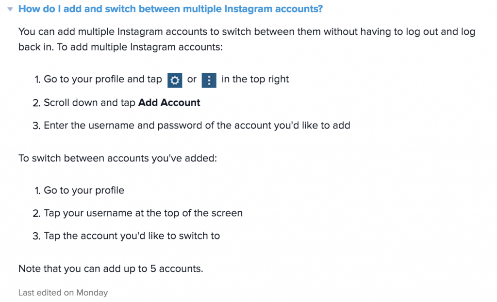 Instagram Account Switching