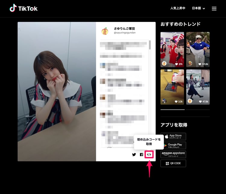 Tiktokの動画をブログやwebサイトに貼り付ける 埋め込む 方法 Webマスターの手帳