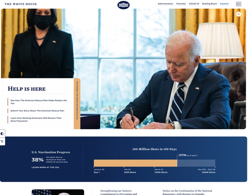 アメリカ政府（ホワイトハウス）のWebサイト