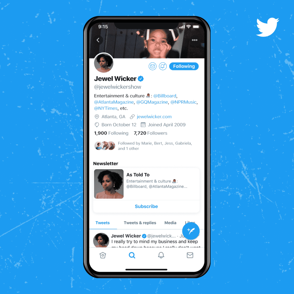 How to show your newsletter on your Twitter profile